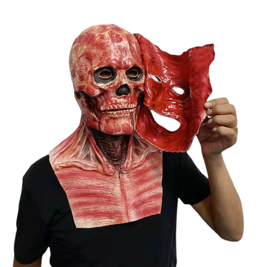 Double-Layer Ripped Bloody Horror Skull Mask – Realistic Halloween Costume Mask