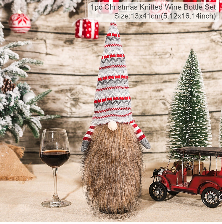 Christmas Wine Bottle Cover - Festive Holiday Table Decoration