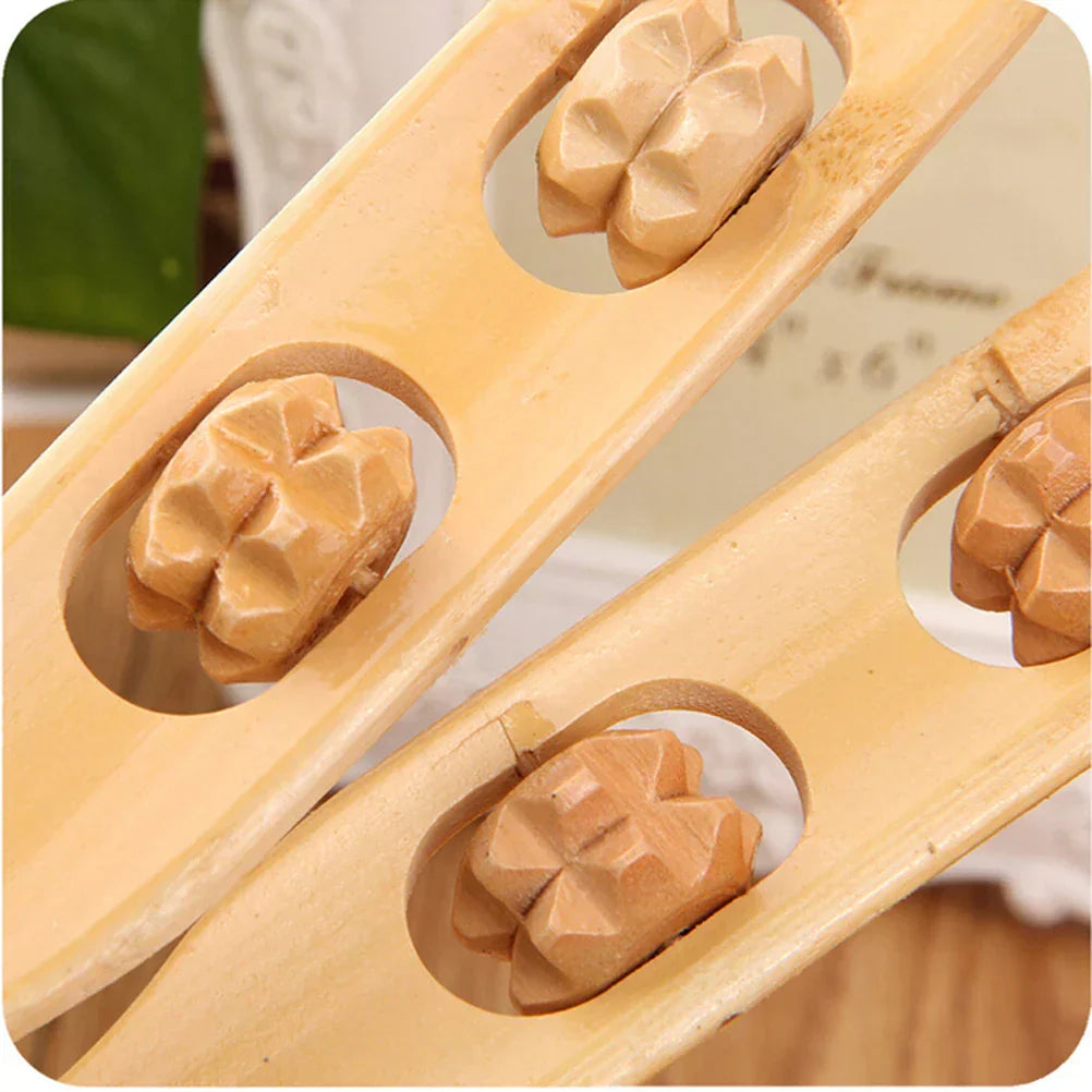 Bamboo Back Scratcher & Body Roller Massager Stick – Telescopic Massage Tool