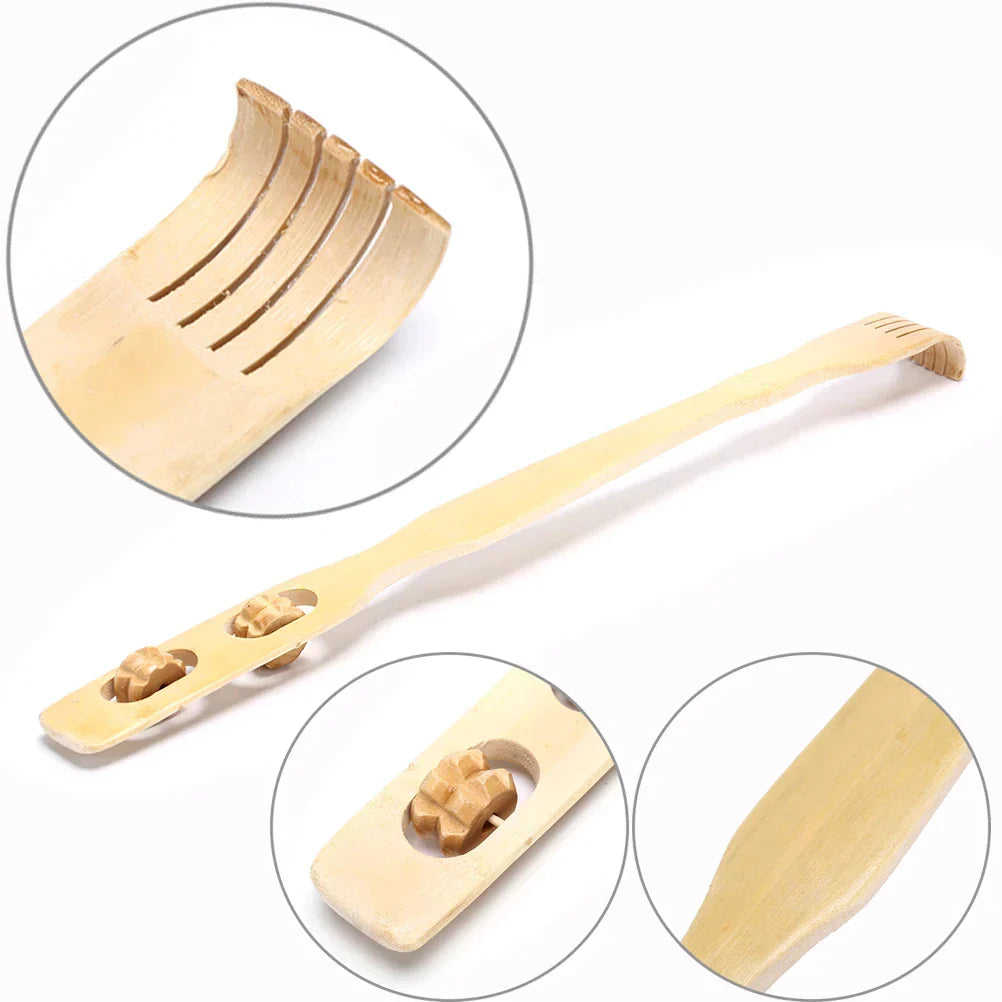 Bamboo Back Scratcher & Body Roller Massager Stick – Telescopic Massage Tool