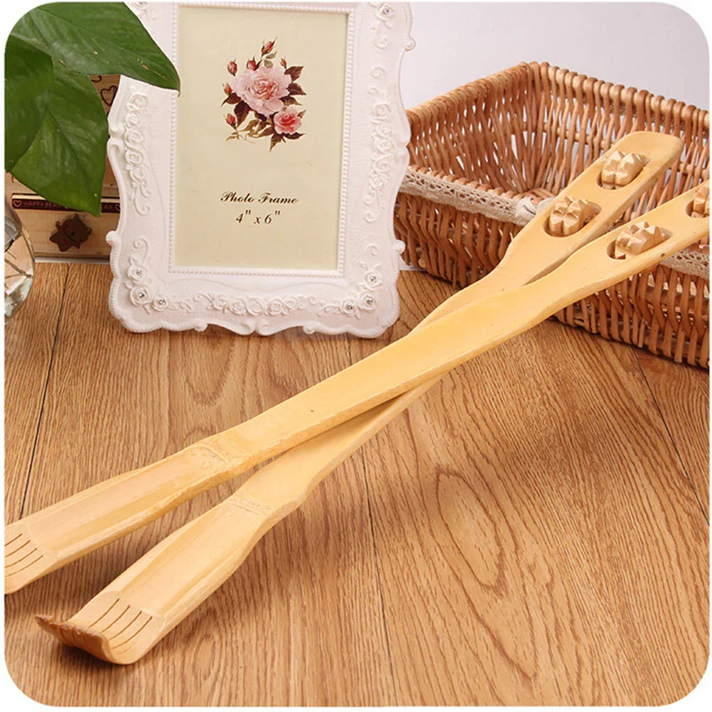 Bamboo Back Scratcher & Body Roller Massager Stick – Telescopic Massage Tool