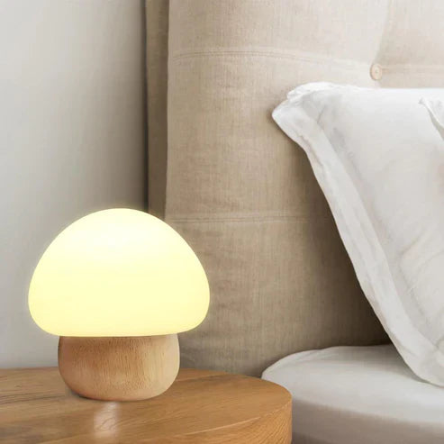 Wooden Mushroom LED Night Lamp - Whimsical Bedside Light