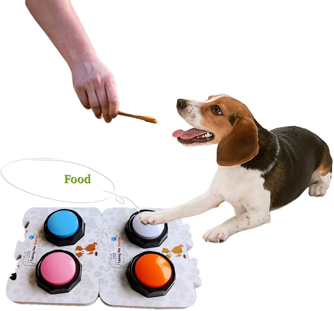 Dog Communication Buttons - 4-Pack Recordable Pet Training Buzzers with Mat
