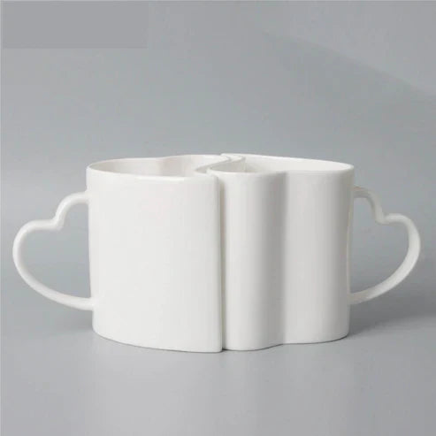 Valentine's Day Heart Shape Couple Mugs – Set of 2 Romantic Bone China Coffee Mugs