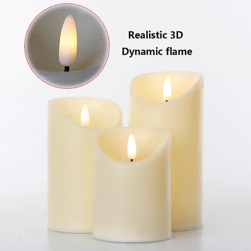 3pcs Remote Control LED Flameless Candle - Realistic Flame Effect Decor