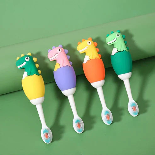 Mini Dinosaur Kids Toothbrush - Soft Bristle Cartoon Dino Toothbrush for Children in 6 Fun Colors