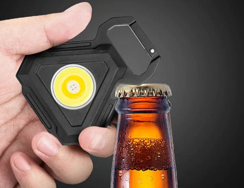 Mini LED Flashlight USB Rechargeable Keychain – 3-in-1 Bottle Opener & Carabiner