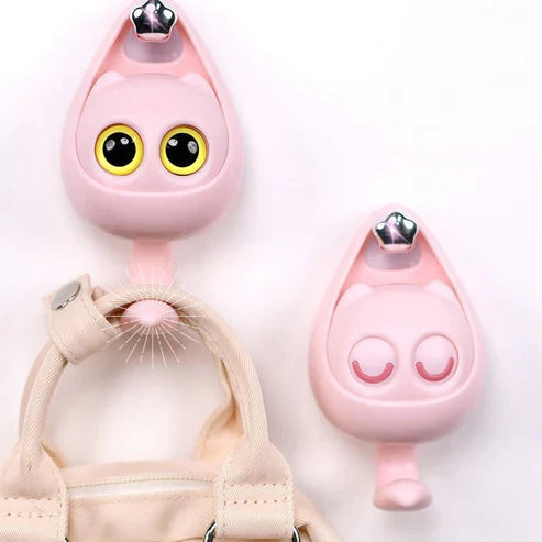 Cute Cat Punch Free Key Holder Hook - No Drill Wall Mounted Key Organizer for Home Decor
