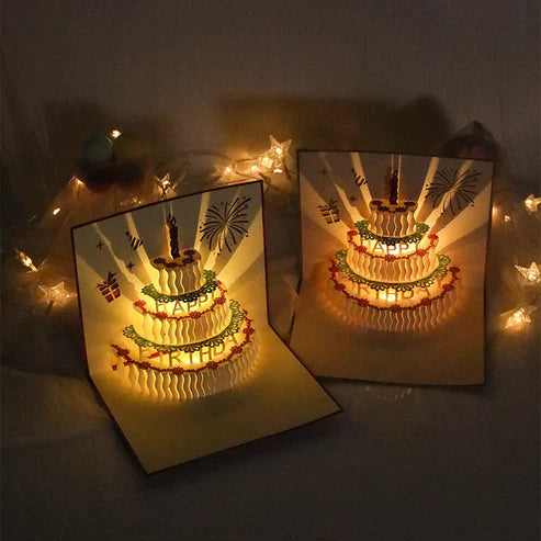 3D LED Music Birthday Cards - Pop-Up Greeting Card with Lights & Sound