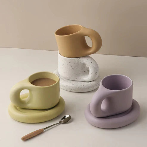 Nordic Handmade Ceramic Mug with Handle – Artisan Coffee Cup