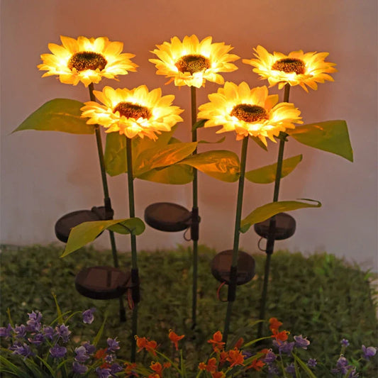 Solar Garden Lights - Waterproof LED Sunflower Outdoor Pathway Lights