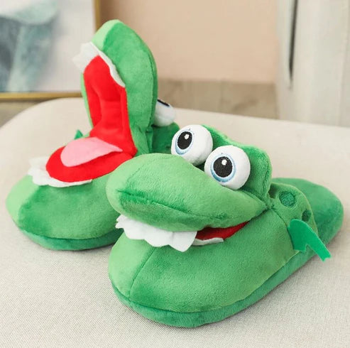 Comfy Crocodile Plush Slippers – Funny Novelty Animal House Shoes for Adults & Kids