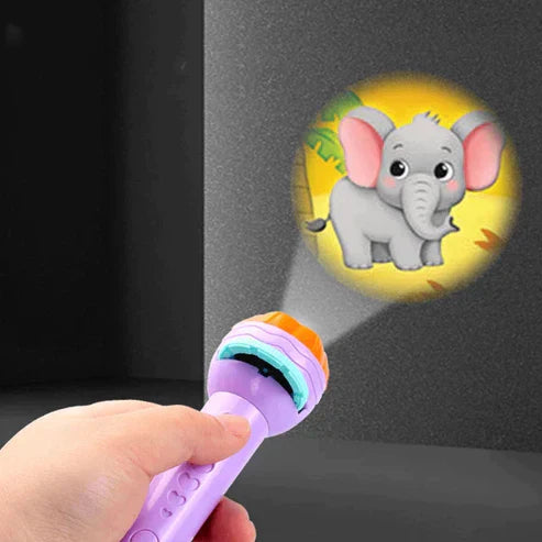 Educational Story Prop Flashlight Projector - Kids Learning Torch with 3 Cards & 24 Patterns for Toddlers