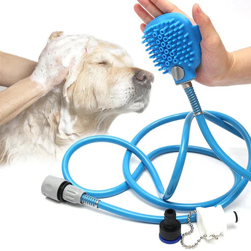 2in1 Pet Massager Bathing Tool - Dog Cat Grooming Brush with Shampoo Dispenser