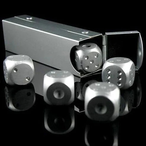 5pcs Aluminum Alloy Metal Dice Set - Premium Gaming Dice with Case