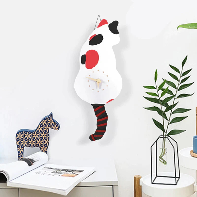 Cat Tail Wall Clock – Cute Swinging Tail & Moving Eyes Novelty Clock for Home Decor