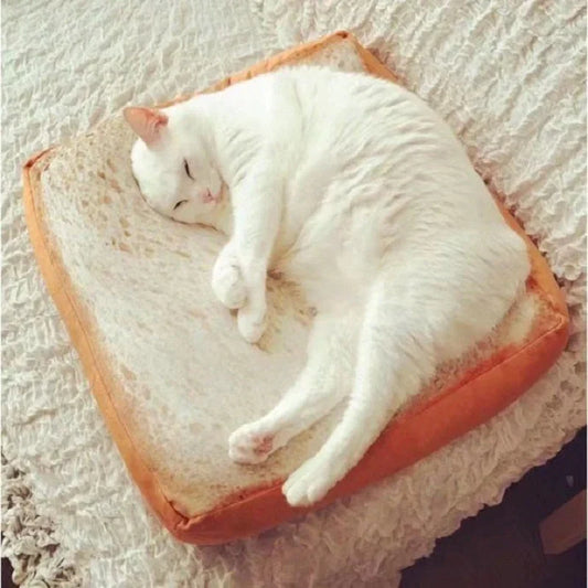 Toast Cat Bed - Cute Bread Slice Shaped Warm Pet Bed for Cats & Small Dogs