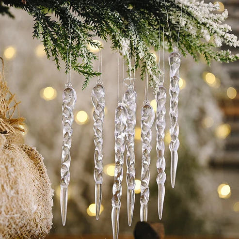 12Pcs Christmas Tree Decoration Artificial Icicles - Hanging Ornaments Set