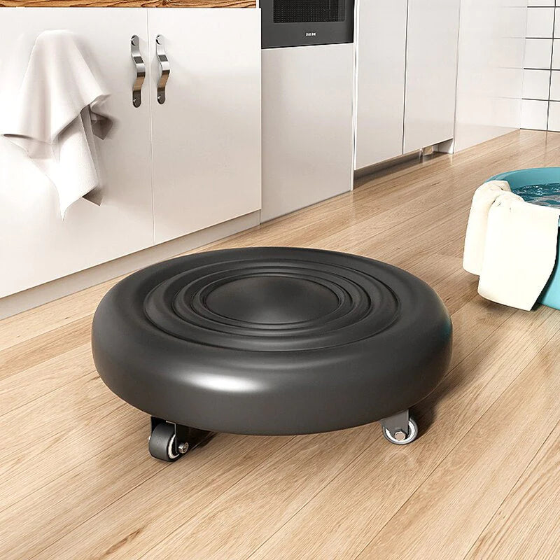 360° Rotating Wheeled Rolling Stool – PU Leather, 5 Swivel Casters | Home & Office Seat