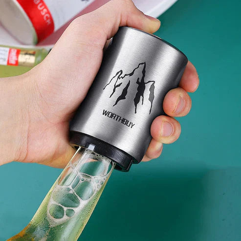 Easy Press Automatic Bottle Opener - One Touch Magnetic Cap Catcher
