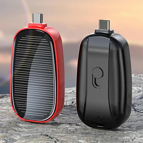 Mini Solar Keychain Power Bank - Portable Emergency Phone Charger
