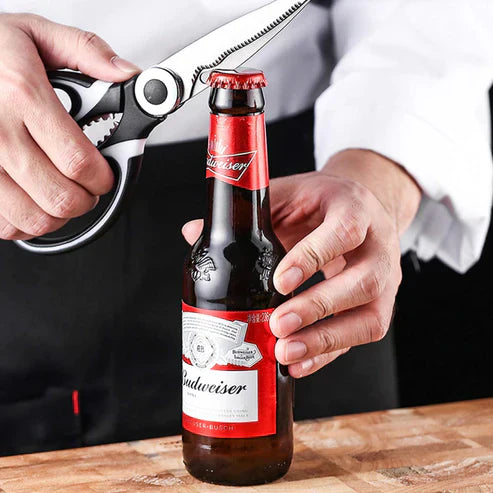 Multipurpose Kitchen Scissors with Bottle Opener - Heavy Duty Stainless Steel Shears