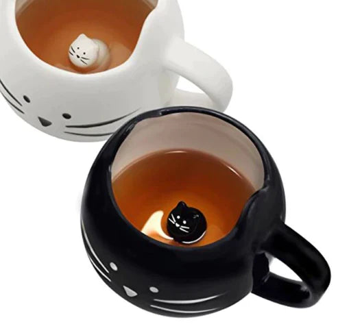 Cat Mug – Cute 350ml Ceramic Coffee Mug for Cat Lovers | White & Black