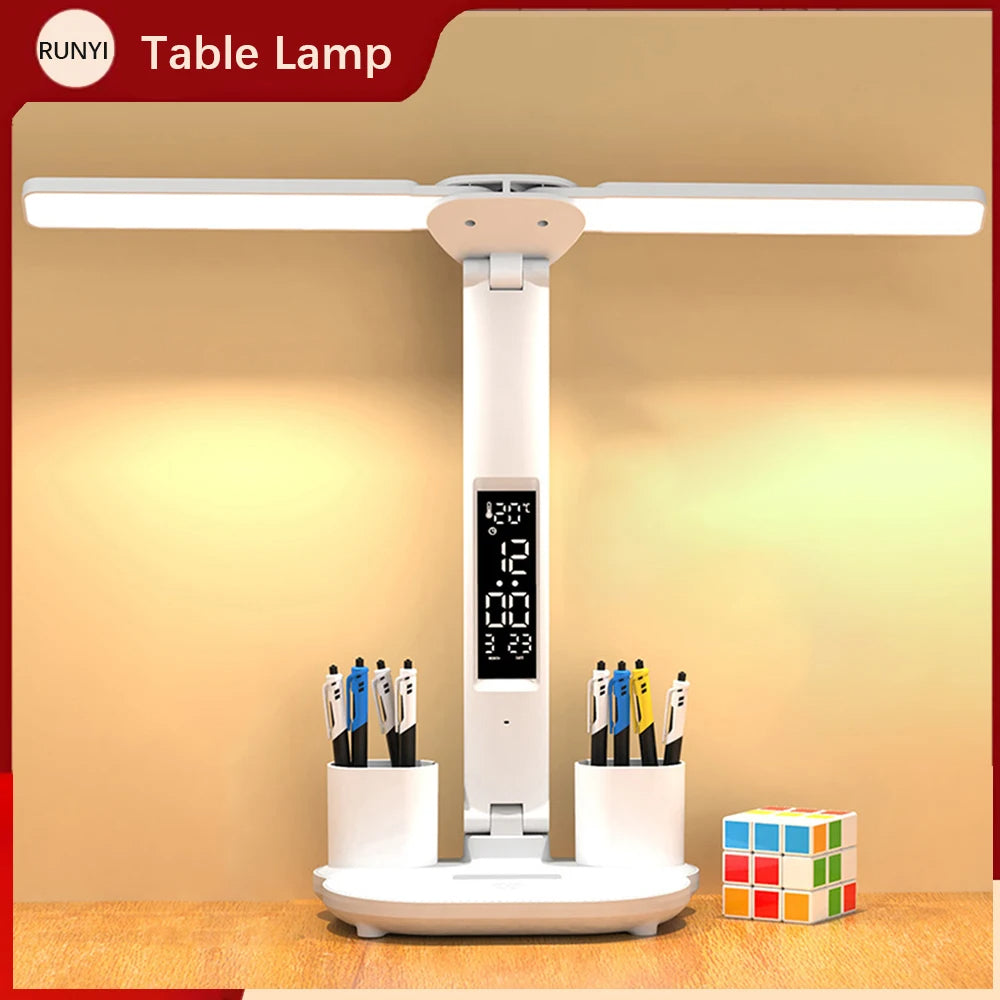 Smart LED Foldable Desk Lamp with Digital Clock & Temperature Display