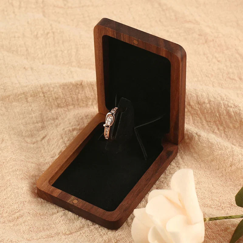 Lovely Wooden Rotating Ring Box - Handmade Proposal & Engagement Ring Bearer Box with Magnetic Closure