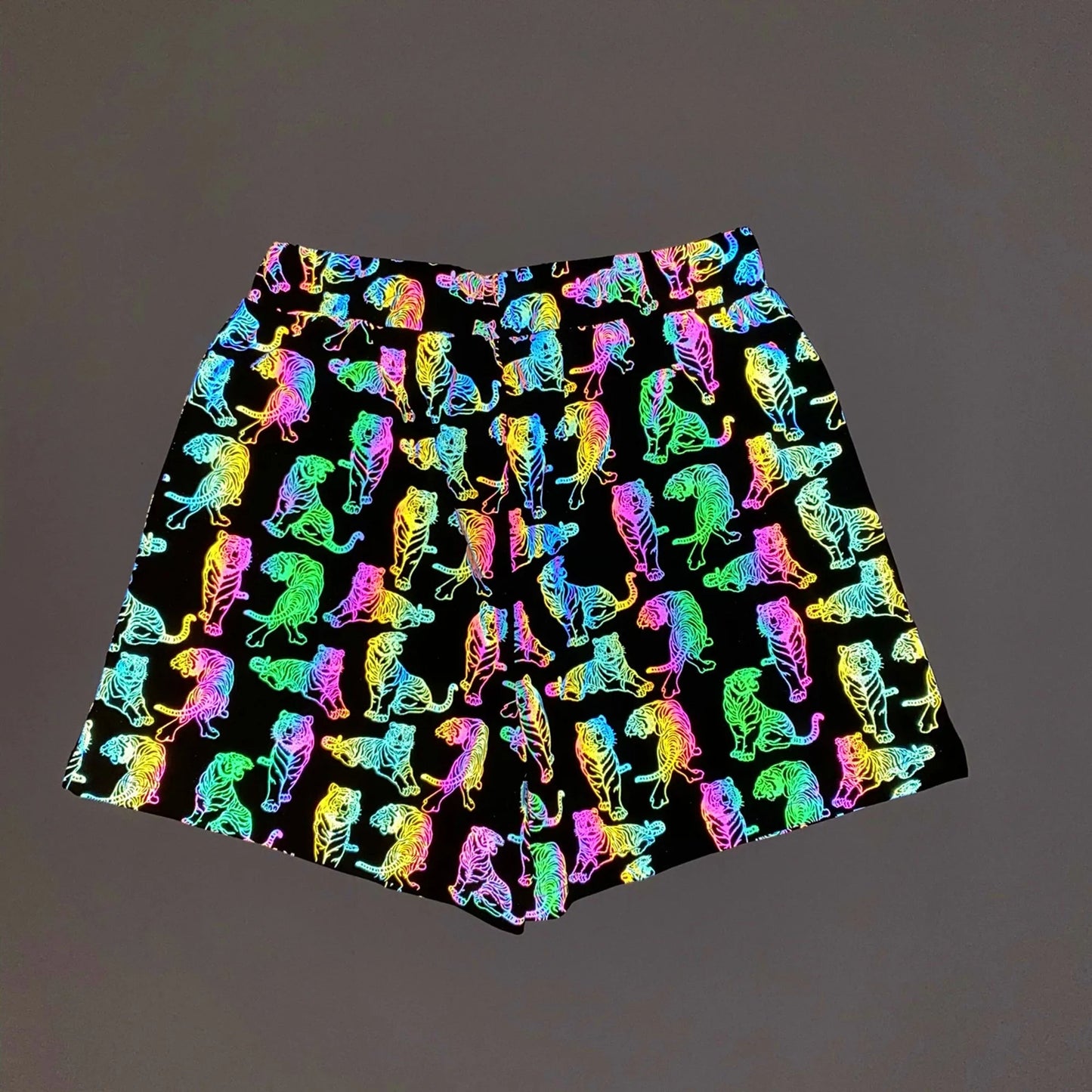 Men's Holographic Reflective Shorts – Rainbow Night Running Jogger Shorts | Snake, Tiger, Zebra & Mushroom Patterns