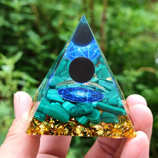 Orgonite Crystal Pyramid – Handmade Amethyst Energy Healing Pyramid | EMF Protection & Spiritual Decor Gift