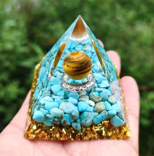 Orgonite Crystal Pyramid – Handmade Amethyst Energy Healing Pyramid | EMF Protection & Spiritual Decor Gift
