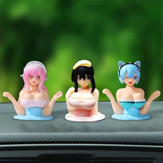 Kawaii Shake Girl Car Dashboard Ornament – Cute Bobblehead Decoration for Car Interior