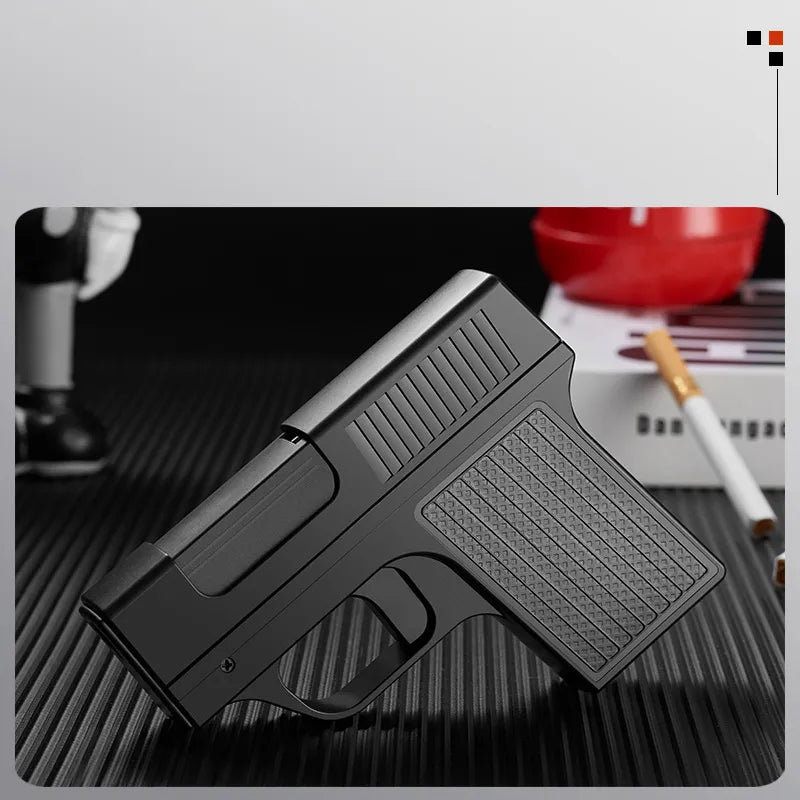 Gas Windproof Lighter Gun with Cigarette Case – 10-Cigarette Capacity Holder