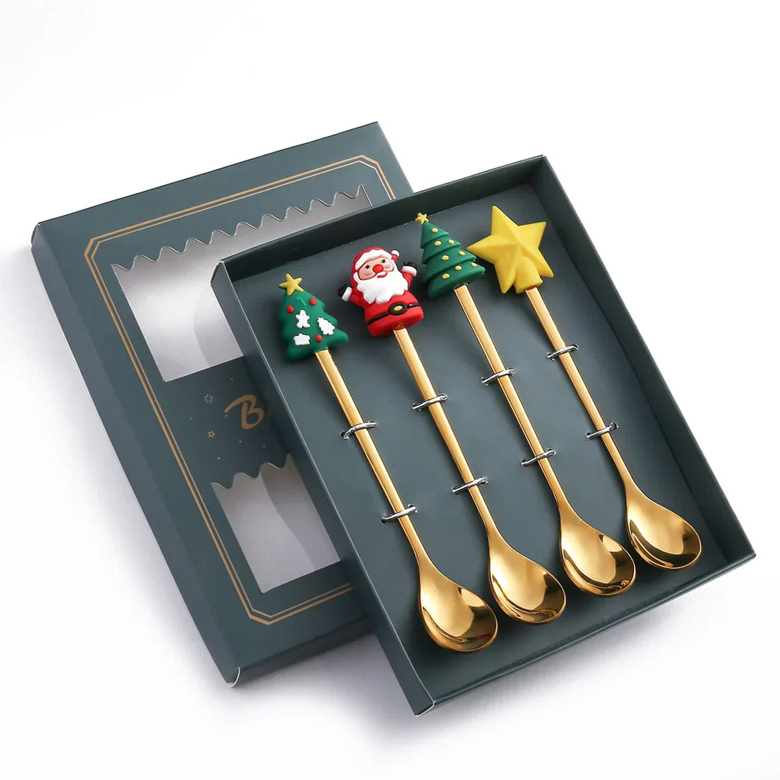 4Pcs Christmas Best Wishes Tableware Set - Holiday Spoon Collection