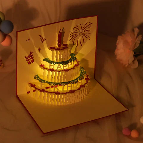 3D LED Music Birthday Cards - Pop-Up Greeting Card with Lights & Sound