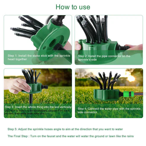 Foldable Pipe Garden Water Sprinkler System - Portable Lawn Irrigation Sprinkler