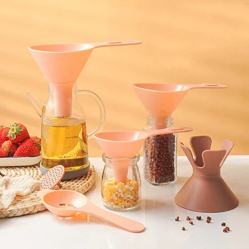 6-in-1 Pour Master Reusable Funnel Set - Multi-Size Kitchen Funnels