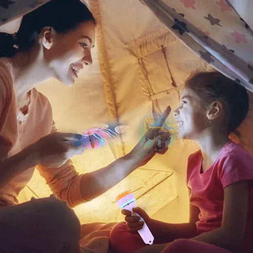 Educational Story Prop Flashlight Projector - Kids Learning Torch with 3 Cards & 24 Patterns for Toddlers