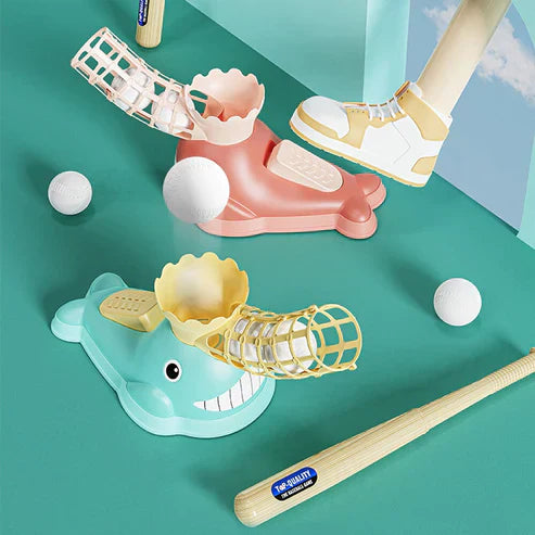 Whale Baseball Launcher Trainer Toy Set – Kids Outdoor Batting Practice Playset
