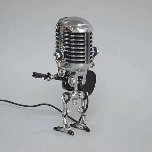 Vintage Guitar Playing Microphone Robot Lamp - Retro Music Desk Light