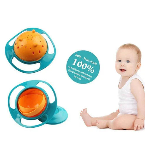 Children's Anti-Spill Gyro Bowl - 360° Gyroscopic Saturn Design Kids Bowl, FDA Approved BPA Free in 3 Colors