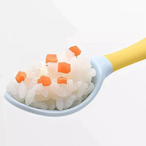 Bendable Training Soft Fork & Spoon for Infants - Food-Grade Silicone Self-Feeding Cutlery Set for Toddlers