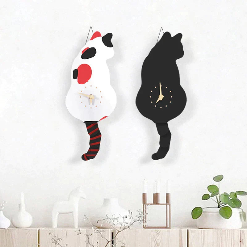 Cat Tail Wall Clock – Cute Swinging Tail & Moving Eyes Novelty Clock for Home Decor