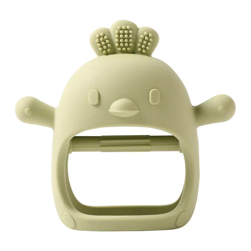 Baby Bites Cute Pacifier Gloves - Silicone Cartoon Chick Bracelet Teether for Babies 0-6 Years, BPA Free