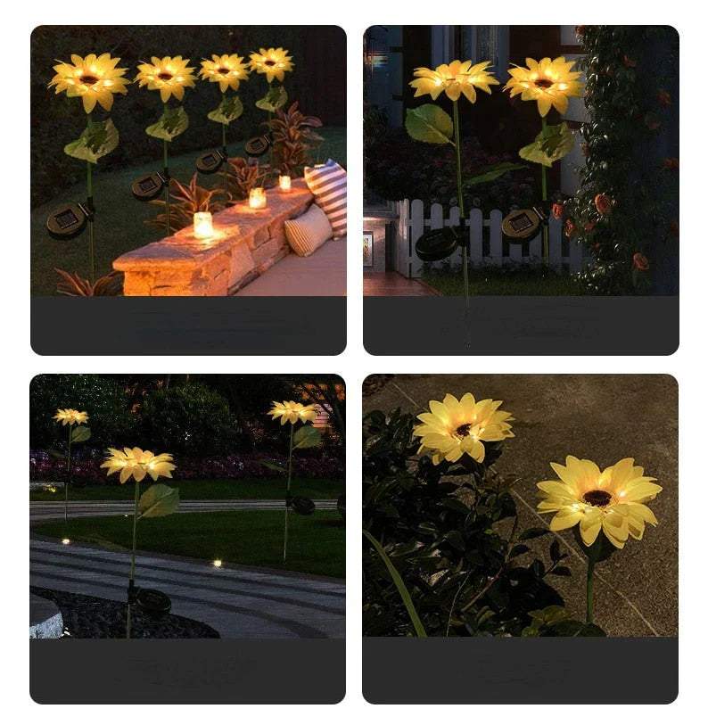 Solar Garden Lights - Waterproof LED Sunflower Outdoor Pathway Lights