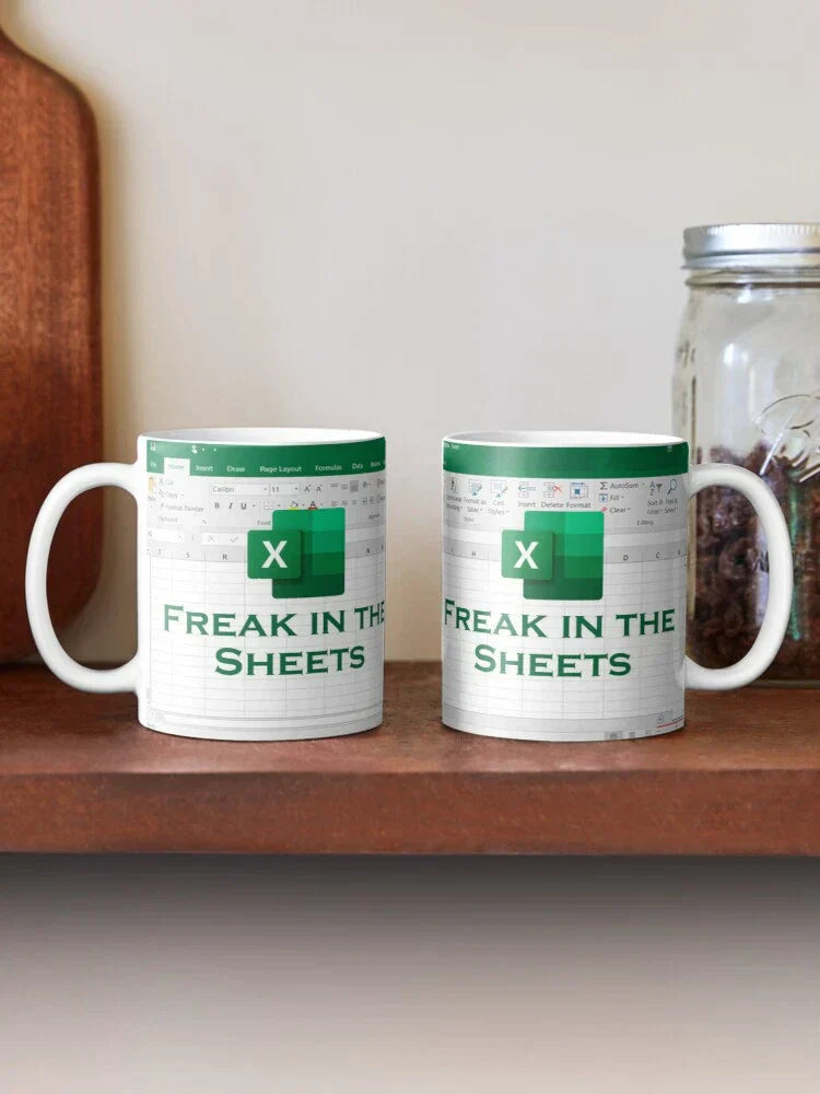 "Freak In The Sheets" Funny Spreadsheet Mug – Novelty Office Gift