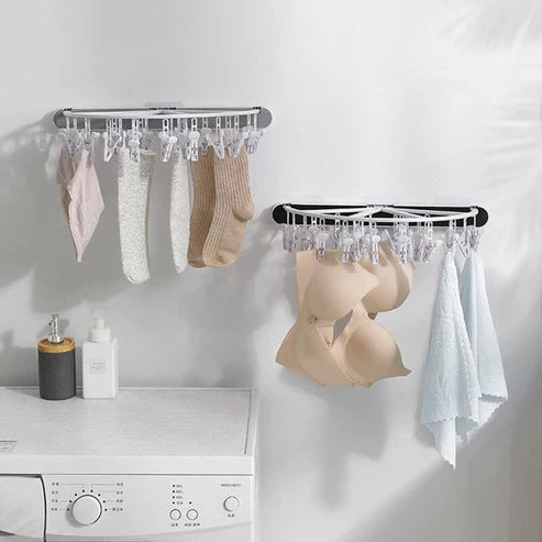 Wall-Mounted Foldable Socks Drying Rack - Space-Saving Laundry Organizer