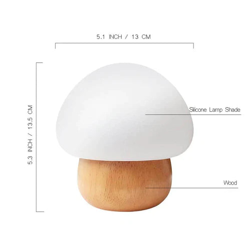Wooden Mushroom LED Night Lamp - Whimsical Bedside Light