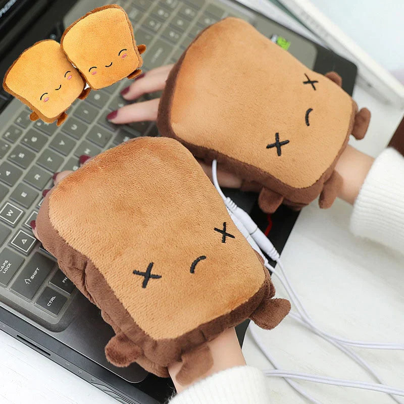 Toast Hand Warmer Gloves - USB Heated Fingerless Gloves for Typing & Gaming
